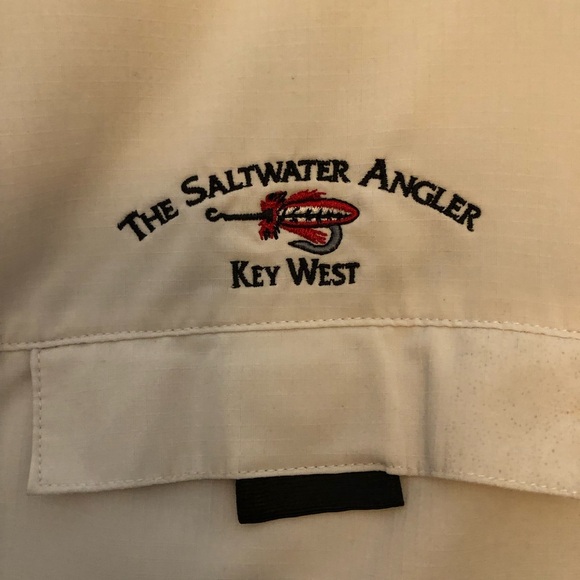 The Saltwater Angler Key West Men's Button-up Shirt Off-White Size 5XL - Picture 3 of 7
